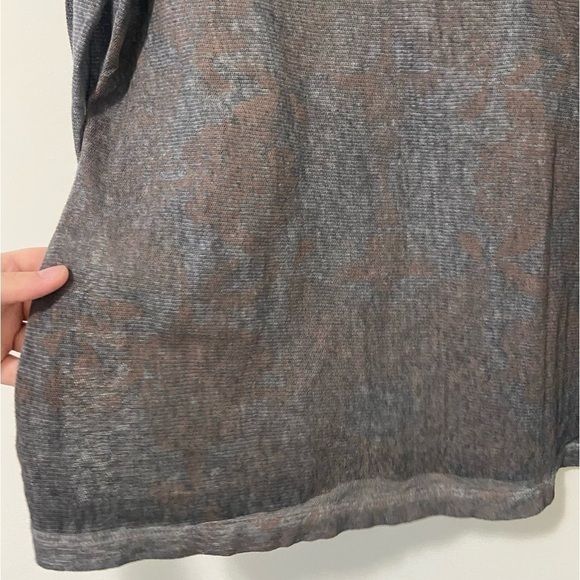 Oui Grey/Brown Mesh Sheer Grunge Cotton Long Sleeve Top Size 8 - Picture 3 of 9